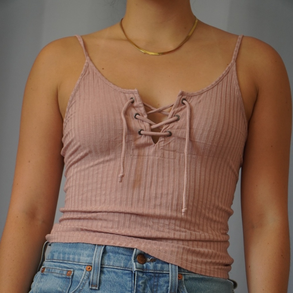 Ribbed pink tank
